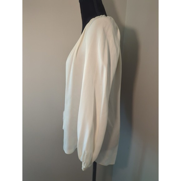 Diane Von Furstenberg V-neck Cream long sleeve blouse top - Picture 3 of 6